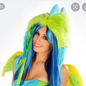 J valentine green puff dragon hood
